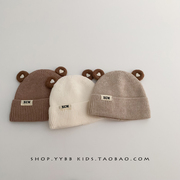 秋冬季加厚保暖帽婴儿，男女宝宝针织毛线，帽韩系简约儿童套头帽潮流