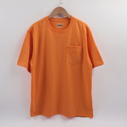 橙黄色!夏季男士t恤宽松大码半袖纯色圆领亮色系汗衫外贸原单男t
