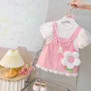 女宝宝夏装1周2岁半婴儿连衣裙，女童背带裙套装时髦2023公主裙