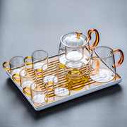 托盘家用酒杯竹盘日式长方形茶台竹制茶盘茶几简约玻璃杯沥水杯盘
