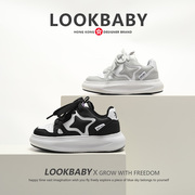 lookbaby童鞋潮流2024年春秋厚底，板鞋女童鞋子，男童舒适运动鞋