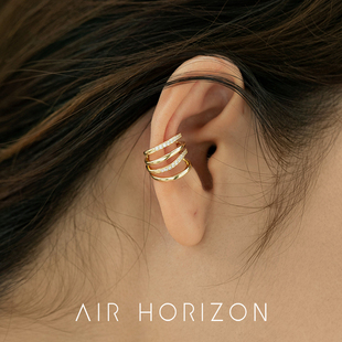 AIR-HORIZON多层锆石耳夹女叠戴无耳洞耳环独特耳骨夹个性装饰品