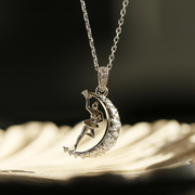 《舞月》薾曼原创设计温柔月亮纯银项链，简约文艺高级感锁骨链礼物