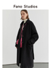 范洛2023冬季黑色法式毛呢外套，女加厚赫本风，气质中长款呢子大衣女