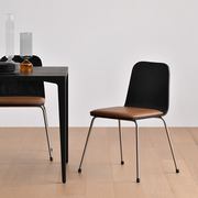 jolor意式皮艺软包靠背椅北欧现代简约不锈钢餐椅办公椅