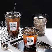 一次性咖啡杯带盖透明便携外带打包杯商用自制饮料，冰美式奶茶杯子