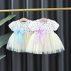 女童短袖连衣裙夏季婴儿童，圆点蝴蝶结网纱，公主裙0-1-3岁4宝宝裙子