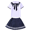 全棉运动休闲风小学生校服两件套D22-2010男童女童白蓝色源头