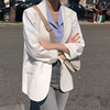 薄款白色棉麻小西装外套女夏季休闲小个子设计感韩版亚麻防晒西服