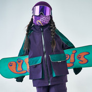 高亮夜滑男女童夹棉滑雪服套装儿童雪防水三防滑专业衣裤新款