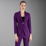 春季紫色商务休闲小西装裤装通勤时尚气质修身显瘦欧美风西服
