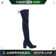 香港直邮STUART WEITZMAN 女士靛蓝色麂皮绒高跟过膝系带长靴 TIE