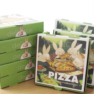 野餐兔子烘焙无限披萨盒，比萨外卖包装盒，瓦楞加厚7小7891012寸