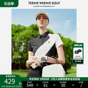 TeenieWeenieGolf小熊高尔夫女装户外运动黑白撞色POLO衫短袖T恤