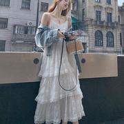 欧洲站白色连衣裙2024夏季法式气质吊带裙性感显瘦高级感蛋糕裙子