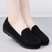 老北京布鞋女夏季软底一脚蹬豆豆鞋舒适时尚透气黑色工作鞋子