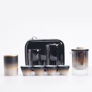 整套茶具便携式旅行茶具套装简易功夫泡茶杯户外包随身单人快客灰