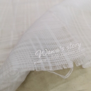 棉麻布料仙气纯白立体透明格子夏季衬衫连衣裙面料