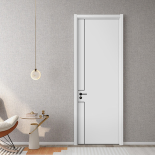 实木复合卧室门白色灰色木门，室内门平板门生态，门卧室烤漆门房间门
