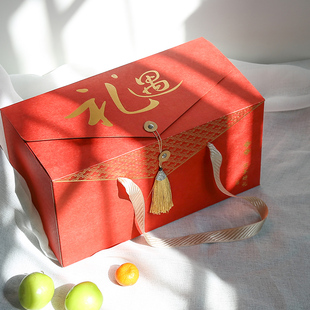 高档烫金端午通用水果盒苹果橙子，定制送礼盒水果包装盒空盒子