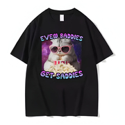 猫咪t恤男女短袖可爱猫印花撸猫时尚棉质上衣男女同款衣服夏季Tee