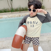 儿童泳衣海边度假2024夏季男童长袖防晒速干分体衣男孩游泳衣套装