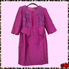 马天奴旗下阿丹娜紫色重工刺绣假二件套连衣裙