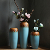 简约现代蓝色欧式陶瓷大花瓶摆件客厅插花落地陶罐酒店家居装饰品