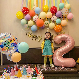 生日快乐装饰场景布置儿童宝宝一周岁气球女宝儿童派对背景墙女孩