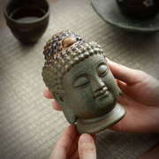 中式禅意茶台陶瓷小佛头，家居客厅摆件，茶盘茶几茶玩茶道装饰品