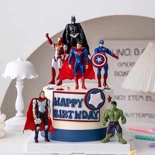 儿童卡通蛋糕装饰品美国英雄蝙蝠超人摆件男孩生日蛋糕甜品台插件