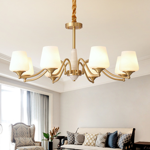 美式客厅吊灯轻奢全铜欧式主卧复古餐厅卧室灯大气法式高级感灯具