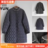 YUN韫冬季女装葫芦格单排扣廓形长款女棉衣 韩版外套3132