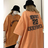 橙色t恤女夏日多巴胺女孩穿搭短袖高个子加长版落日橘上衣七分袖