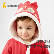 婴儿夹棉外套冬季男女宝宝新年红色喜庆衣服上衣儿童拜年服