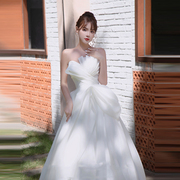 2024简约抹胸显瘦婚纱，公主超仙蓬蓬裙森系网红款新娘结婚迎宾