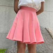 富耀姿粉红色短裙高腰伞裙a字裙法式赫本裙舞裙24夏甜美(夏甜美)纯色可爱