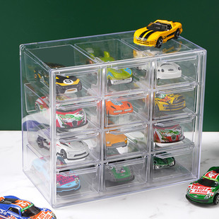 玩具车模收纳盒儿童合金，小汽车风火轮164车模，多层透明桌面置物架