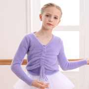儿童舞蹈女童毛衣秋冬季披肩外套貂绒k毛衣，女孩加绒芭蕾舞裙练