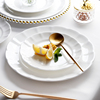 纯白骨瓷餐具碗盘套装家用欧式平盘陶瓷盘子，西餐牛排盘