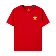 五角星短袖t恤纯棉圆领，文化衫印字红色，国庆节十一大合唱演出服