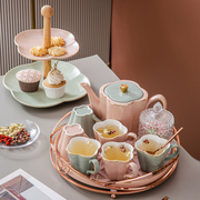 茶壶茶杯陶瓷茶具套装轻奢家用客厅高档下午茶整套茶具礼盒北欧风