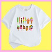 儿童t恤女童纯棉，冰淇淋冰棒水果夏季半袖，上衣宝宝休闲打底衫