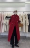 红色立领双面羊毛大衣女2023年秋冬季时尚，流行长款羊毛呢外套