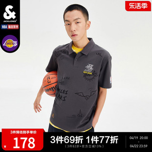 杰克琼斯夏季男款nba联名湖人队个性潮流时尚运动，polo衫短袖t恤