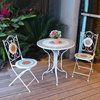 欧式铁艺阳台庭院户外室，w外花园，休闲桌椅组合三件套咖啡厅阳