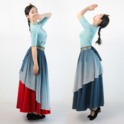 藏服长裙舞蹈演出服装半身大摆裙藏族舞服藏式民族女长款套装