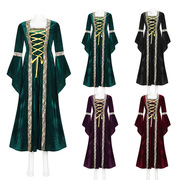 哥特式cos服朋克风长袖绑带中世纪长袍cosplay舞台表演服装万圣节