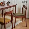 SUZAO复古实木餐椅软包书房带靠背椅设计师北欧简约家用餐椅
