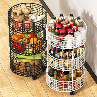 厨房菜篮子置物架多层落地可移动放水果，蔬菜收纳家用多功能小推车